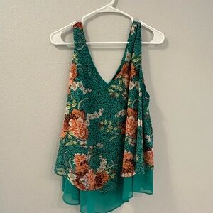 Torrid Floral Green Sleeveless Top Size 1 / 1X